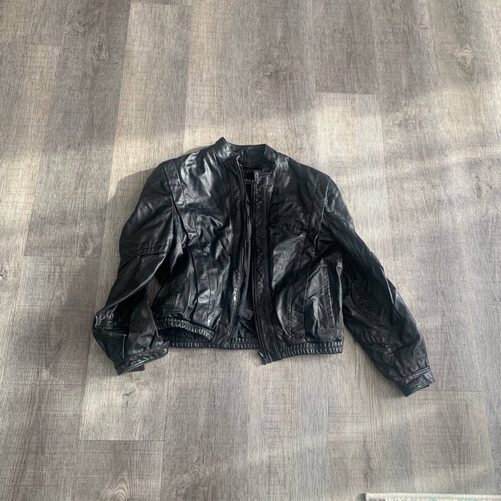 Women’s black leather jacket